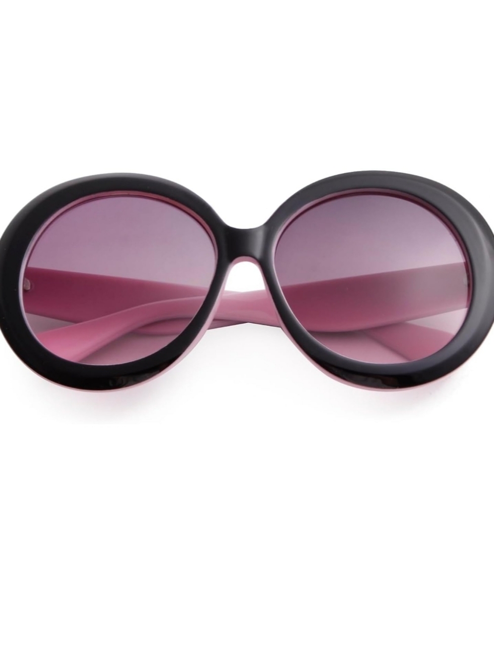 NWT Stylish Oversized Black and Pink Round Sunglasses